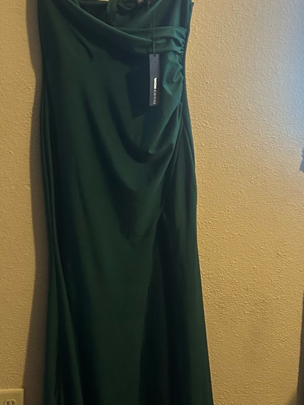 Fashion Nova Forest Green Satin Midi Dress